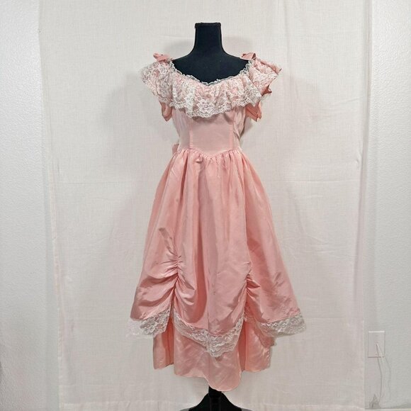 Vintage 80s Precious Moments Pink Prom Gown - Size 7 - Picture 1 of 11